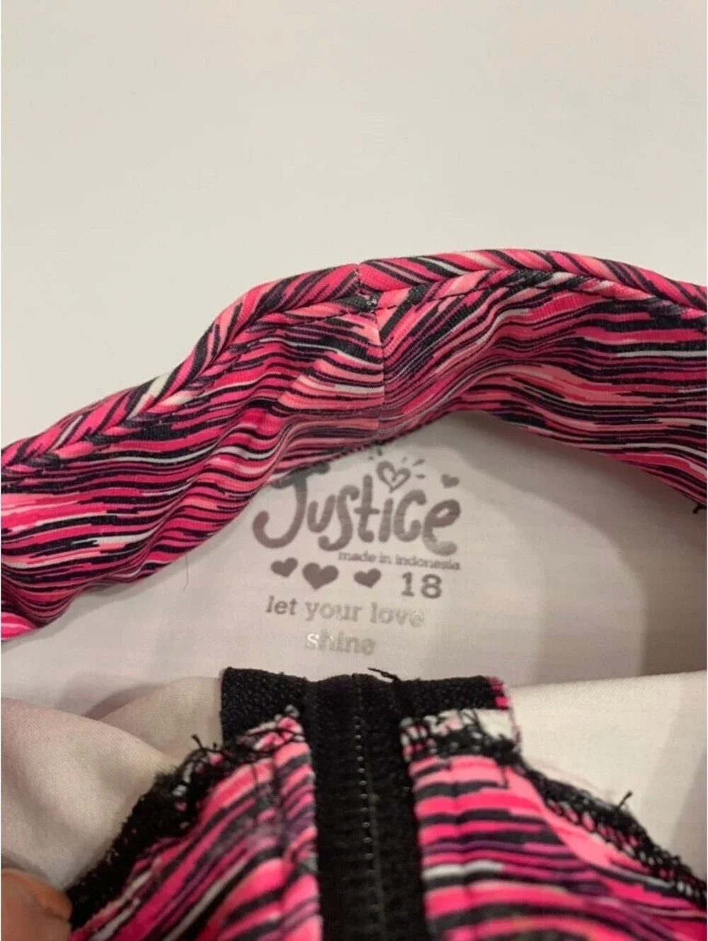 Justice Girls Activewear Quarter Zip Pullover Pink and Black Size 18 Altered